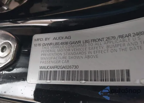 2016 Audi S5 3.0T Premium Plus z USA, uszkodzony, nr VIN WAUC4AFR2GA026730